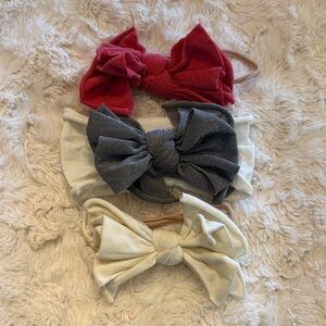 Baby Bling Kids Bow Headband Set - Hot Pink, White/Silver, Cream